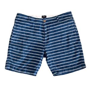 J Crew Linen Striped Blue Shorts